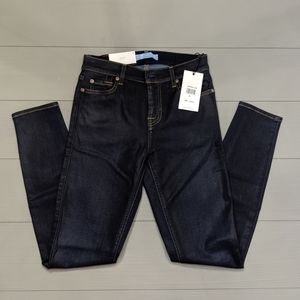 NWT Seven For All Mankind 7FAM Bair Dark Blue Coated Ankle Super Skinny Jeans 25